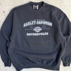 Vintage Harley Davidson Black Men’s Pullover Biker Crewneck Sweater XL 25x29